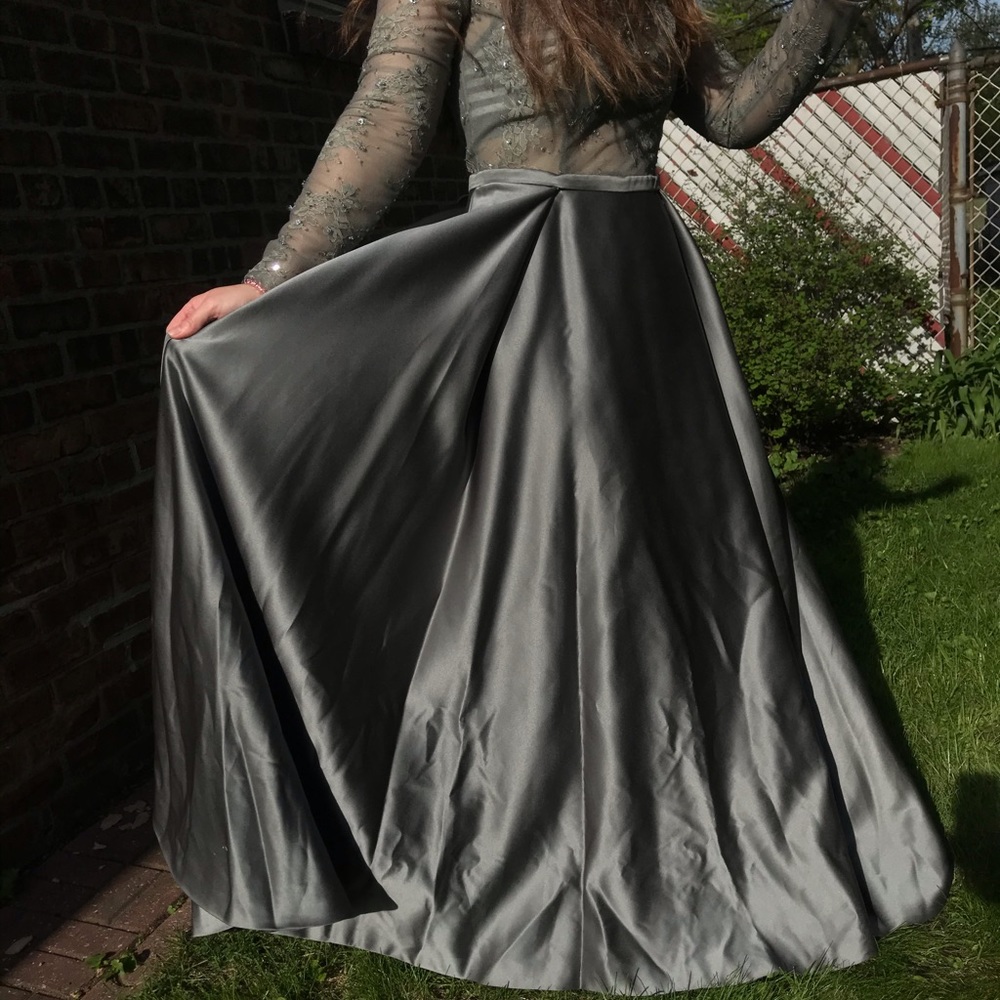 Grey silk formal dress